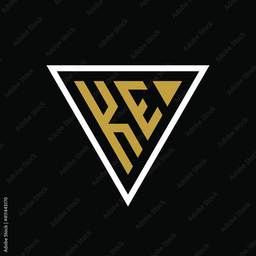 Initial letter KE triangle logo design