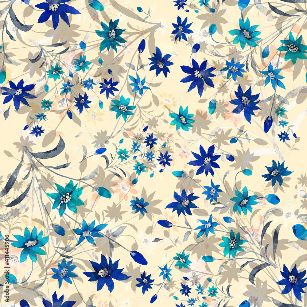 Fototapeta premium blue floral background
