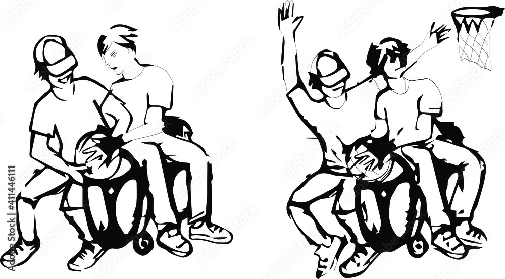 silhouettes of  a disabled teenager 
