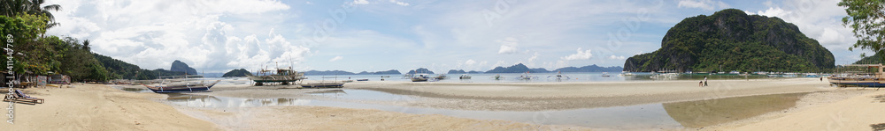 Tropical mountain and beach landscapes at El Nido town on Palawan Island in the Philippines. Tropical mountain and beach landscapes at El Nido town on Palawan Island in the Philippines.