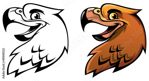 Head of an eagle in cartoon style. Vector, on a white background.