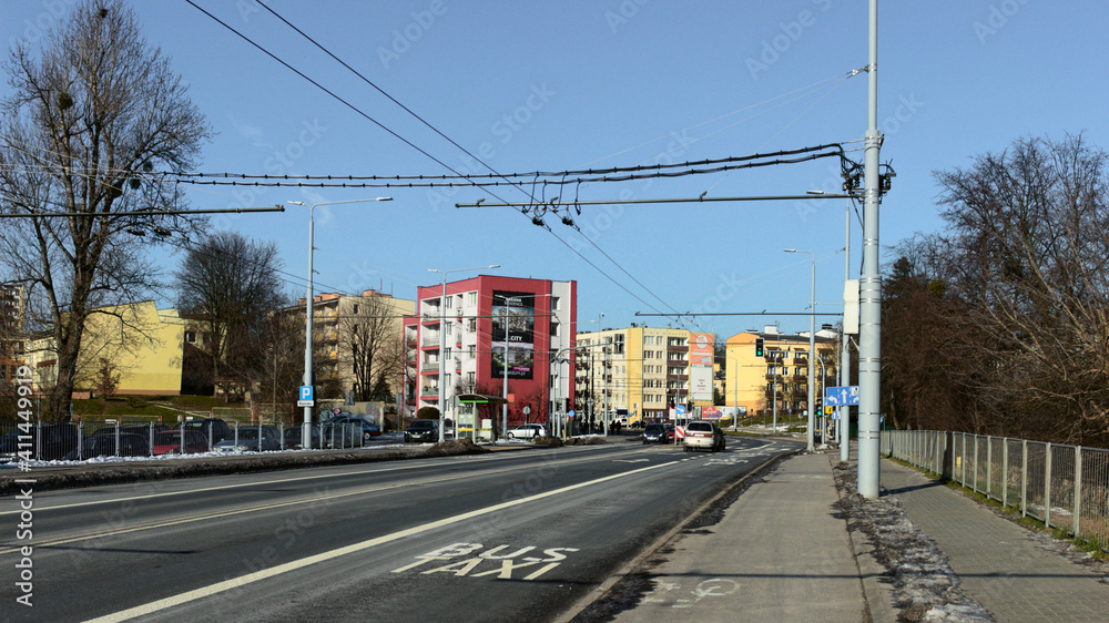Poland, Lublin, Muzyczna street on a sunny day.