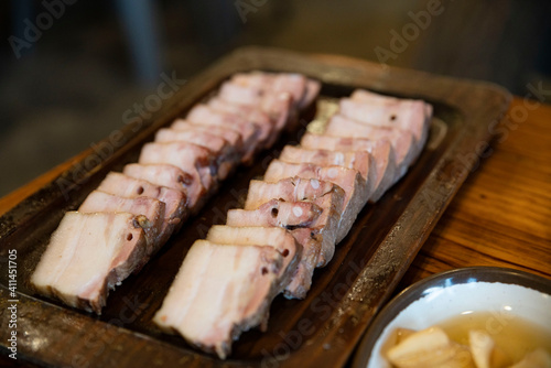 한국식 돼지 삼겹살 바베큐