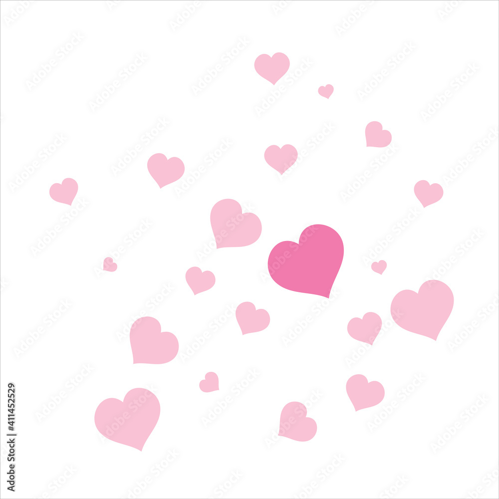 Vector illustration with small hearts. Symbol of love and Valentine's Day.