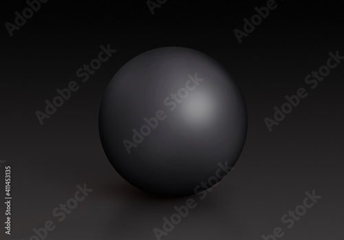 Black Spheres Isolated on Dark Background. Toy Balls. 3D render