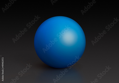 Blue Spheres Isolated on Dark Background. Toy Balls. 3D render