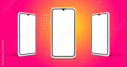 Minimalist modern clay mockup smartphones for presentation, application display, information graphics etc. Vector EPS.