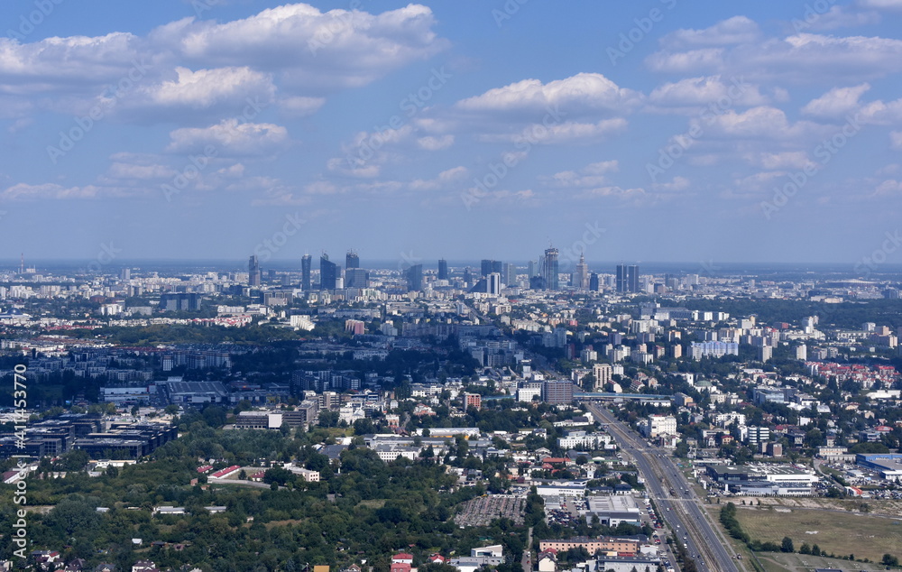 Warsaw, the capital of Poland, a panorama from the air