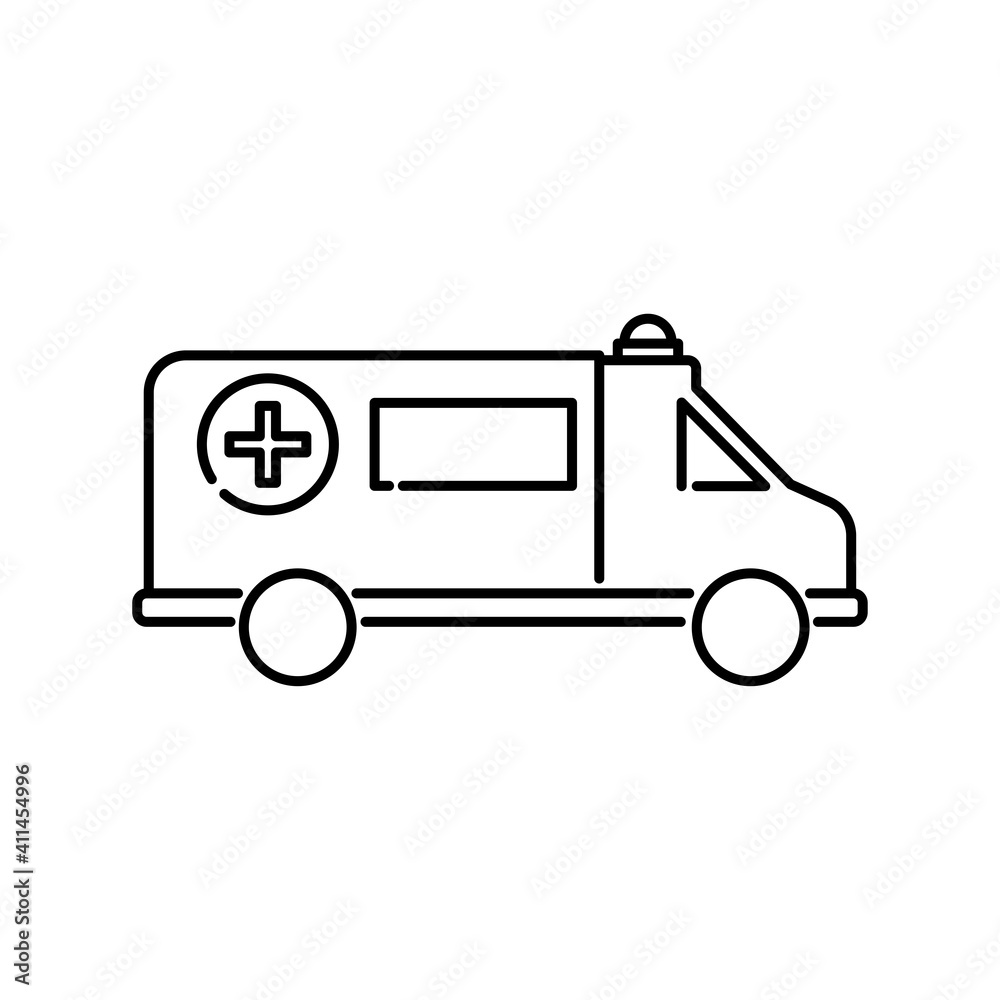An ambulance line icon, a simple ambulance illustration