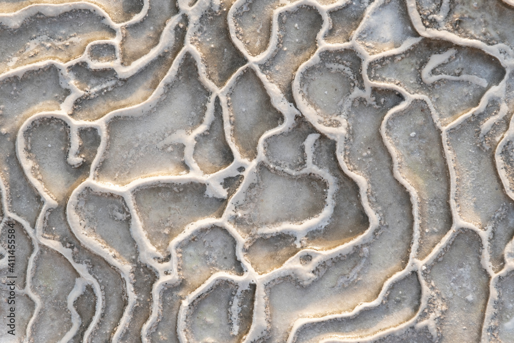 An abstract white and grey background formed by geothermal waters. An abstract white and grey background formed by geothermal waters.