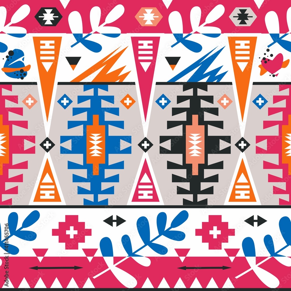 Fototapeta premium Native aztec seamless pattern. Tribal colorful design