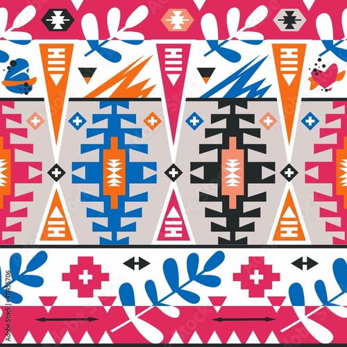 Native aztec seamless pattern. Tribal colorful design