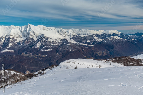 Ski mountaineering on mount Matajur, Friuli-Venezia Giulia, Italy © zakaz86