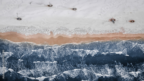 Fishing boats on the Baltic Sea in winter