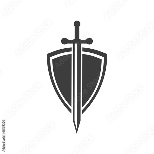 shield and sword icons. logo. vector illustration