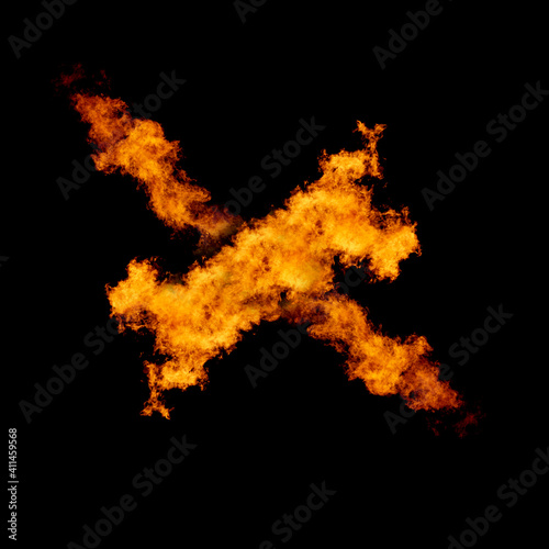 Copy space on fire  flame frame isolated on black