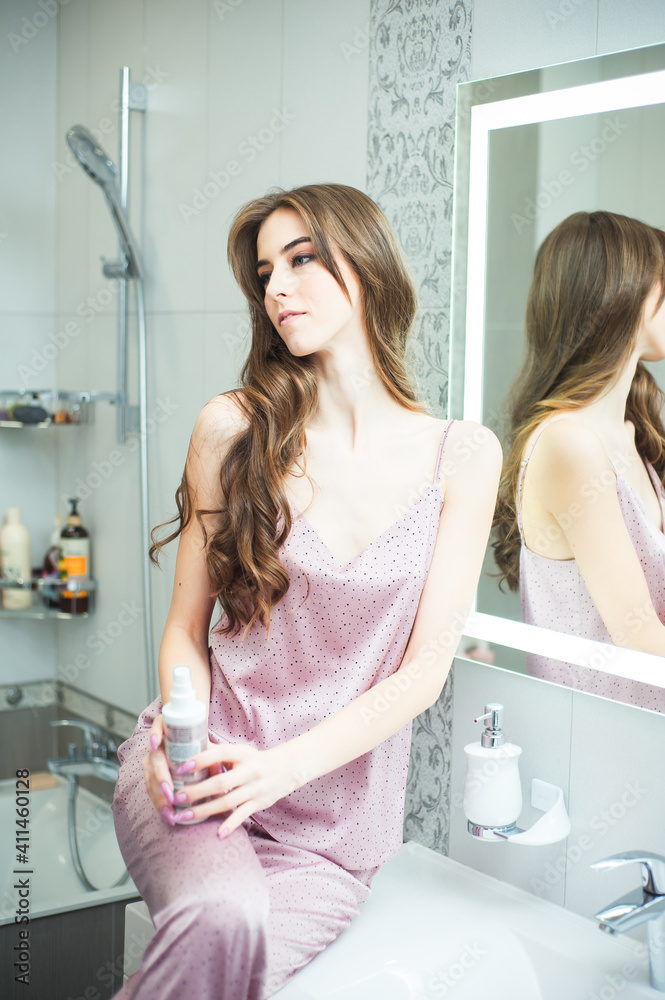 Woman morning at home. Morning routine Woman morning at home. Morning routine