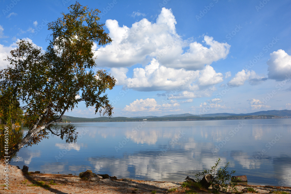 Clouds above ural lake Turgoyak