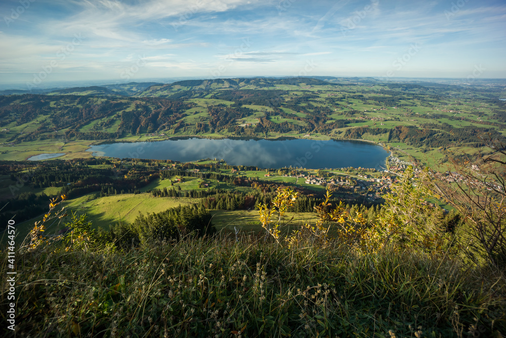 Fototapeta premium far view alpine panorama scenery in bavaria