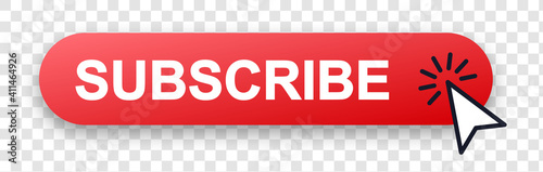 Subscribe button with pointer clicking. Vector illustration. Subscribe vector web button