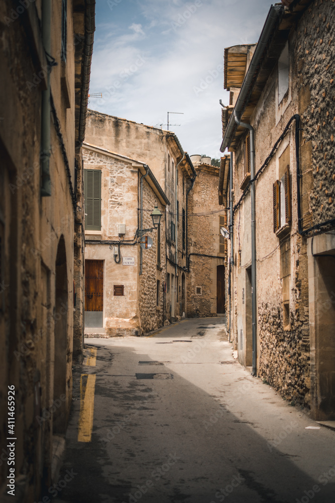 spanish village, street view of an old alley