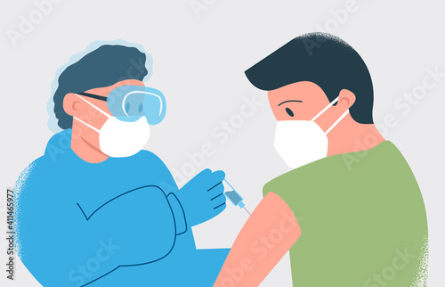 Illustration of a man receiving the coronavirus vaccine