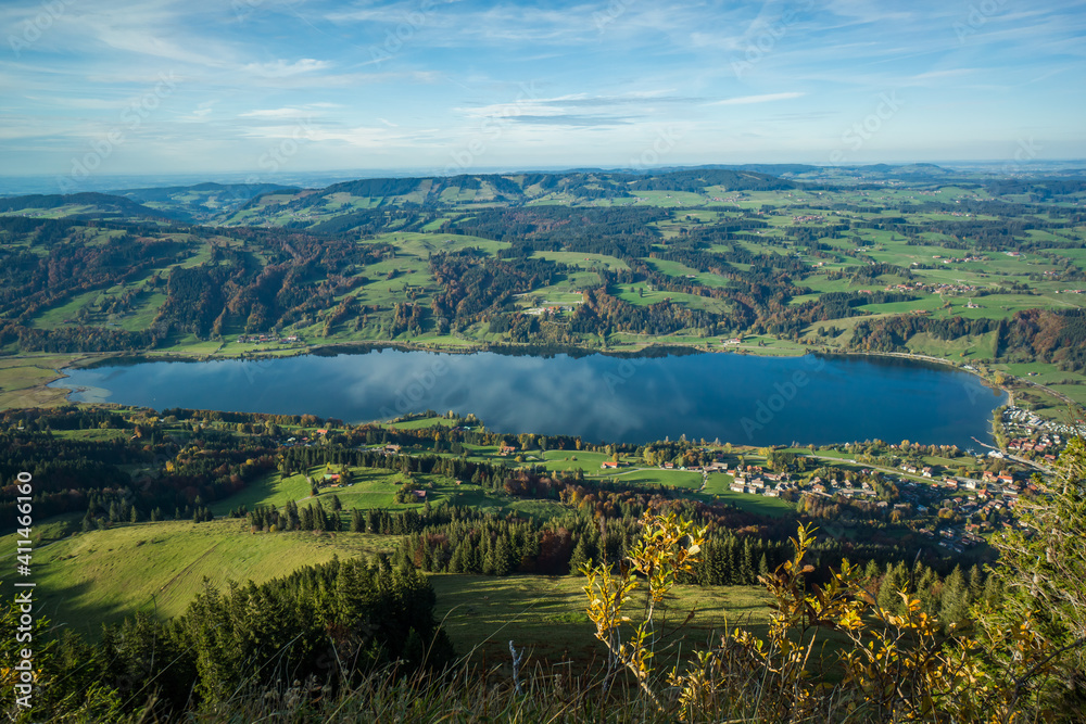 alpine panorama scenery in bavaria with lake