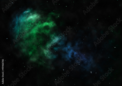 Being shone nebula and star field. 3D rendering