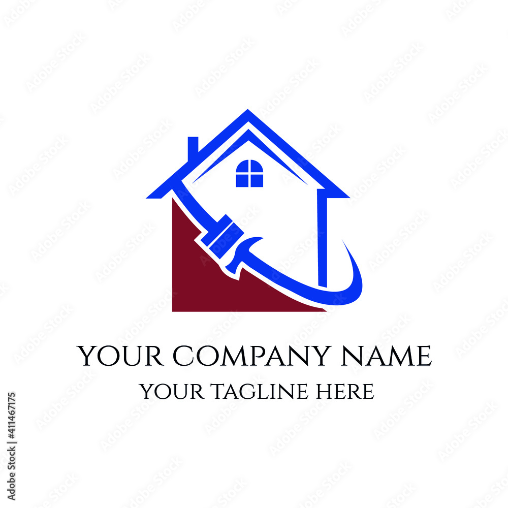 Creative, professional, best home repair logo with hammer and cleaner for company Creative, professional, best home repair logo with hammer and cleaner for company