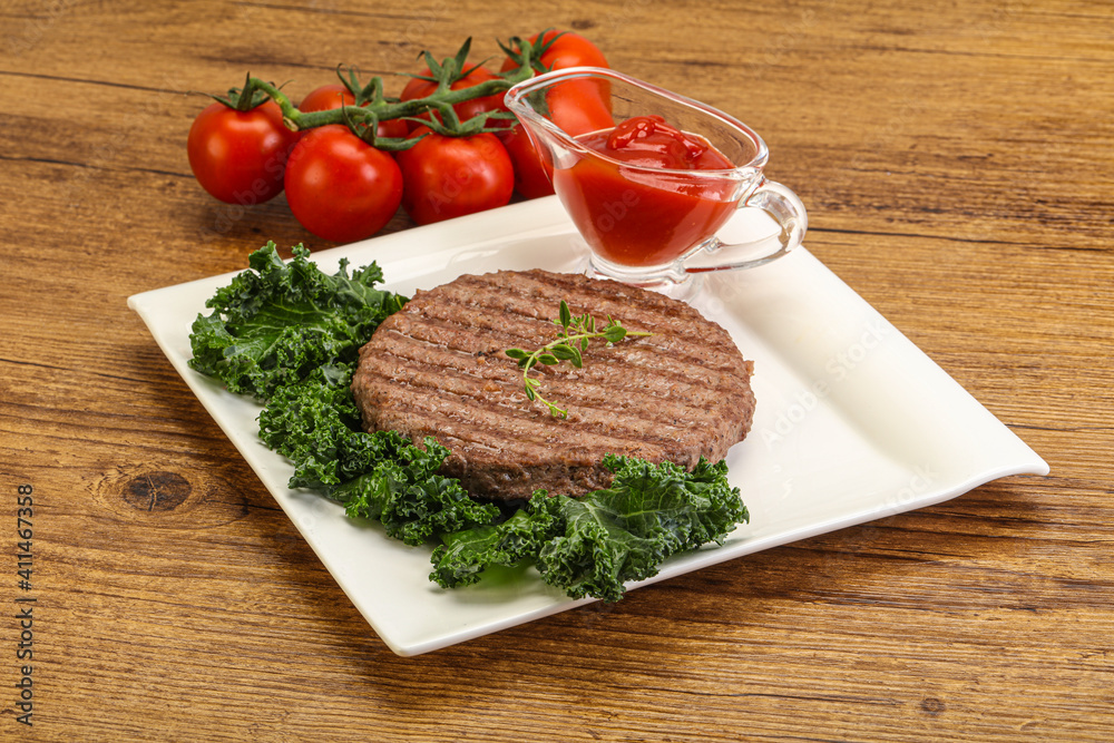 Grilled beef cutlet for burger Grilled beef cutlet for burger