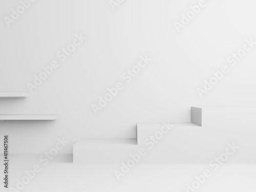 3D rendered white stand and shelf