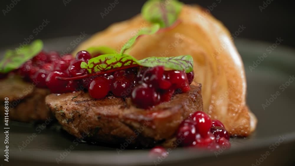 Steak with cranberry jam close up1 Steak with cranberry jam close up1