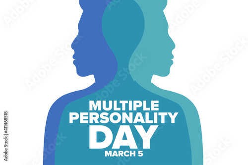 National Multiple Personality Day. March 5. Holiday concept. Template for background, banner, card, poster with text inscription. Vector EPS10 illustration.