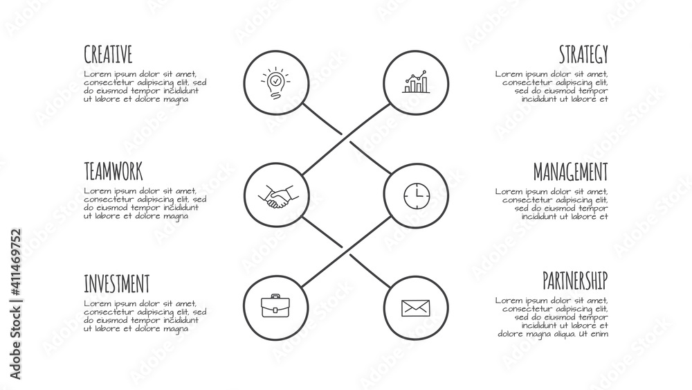 Doodle infographic elements with 6 options. Hand drawn icons. Thin line illustration Doodle infographic elements with 6 options. Hand drawn icons. Thin line illustration