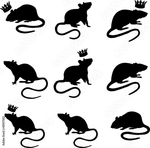 Silhouette of a rats vector clipart