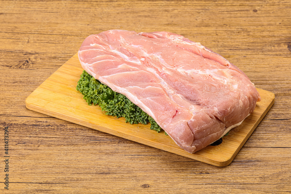 Raw pork loin for cooking