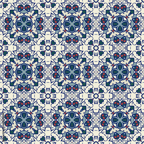 Creative trendy color abstract geometric seamless pattern in white gray blue red, can be used for printing onto fabric, interior, design, textile, carpet, tiles.