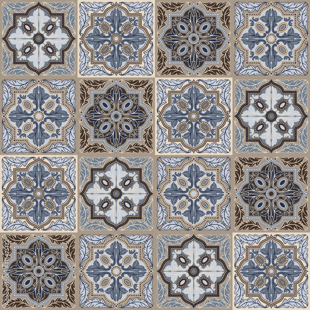 Portuguese azulejo ceramic tile seamless pattern. Portuguese azulejo ceramic tile seamless pattern.