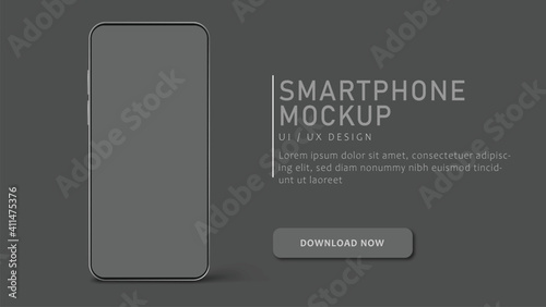Smartphone mock up banner. vector flat illustration. smartphone blank screen. Premium Vector