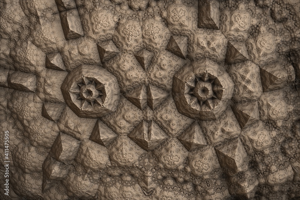 Fototapeta premium A bizarre 3D fractal background with a jagged structure.