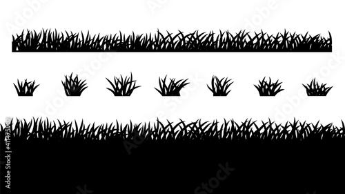 Grass vector silhouette pattern for use in concept ad, banner and poster design. Simple flat grass silhouette.