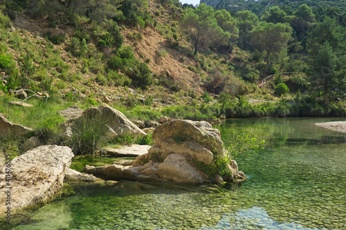 beautiful natural pools, along the Alcanadre river in Fuente de Tamara, located in the Aragonese Pyrenees, Huesca, Spain.
