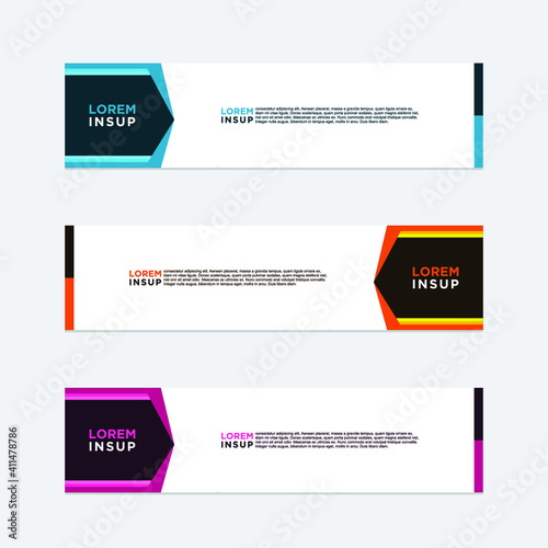 abstract geometric web design banner template isolated on dark grey background