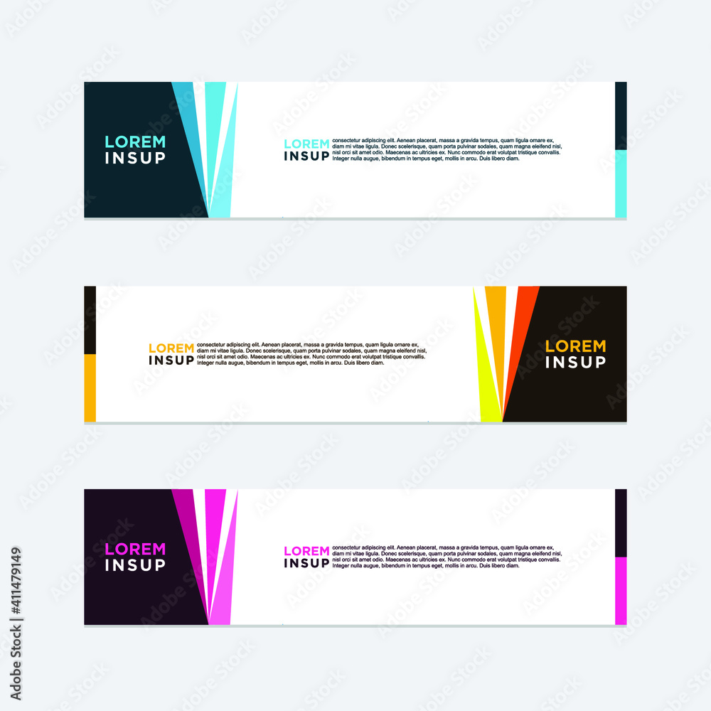 abstract geometric web design banner template isolated on dark grey background