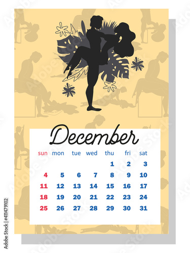 people make love. Concept calendar for 2022. Beautiful couples for every month of the year, silhouettes, relationships, family, Kama Sutra poses.