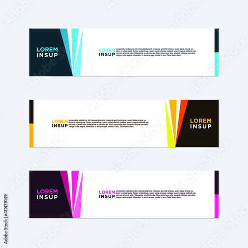 abstract geometric web design banner template isolated on dark grey background