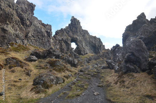 Rugged Lava Rock Formations in Remote Iceland photo