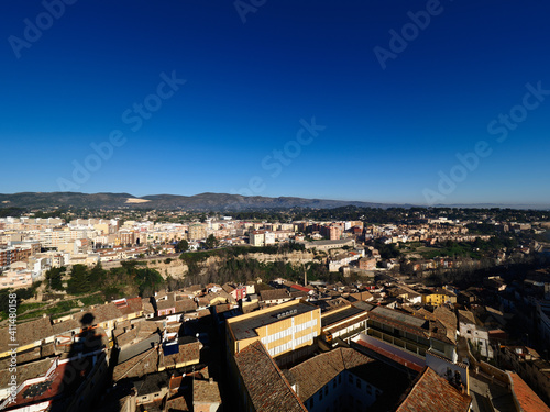Views of the city of Ontinyent from the top of the bell tower of the church of Santa Maria, Spain.