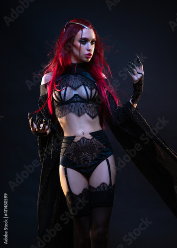 Young woman in Gothic style costume