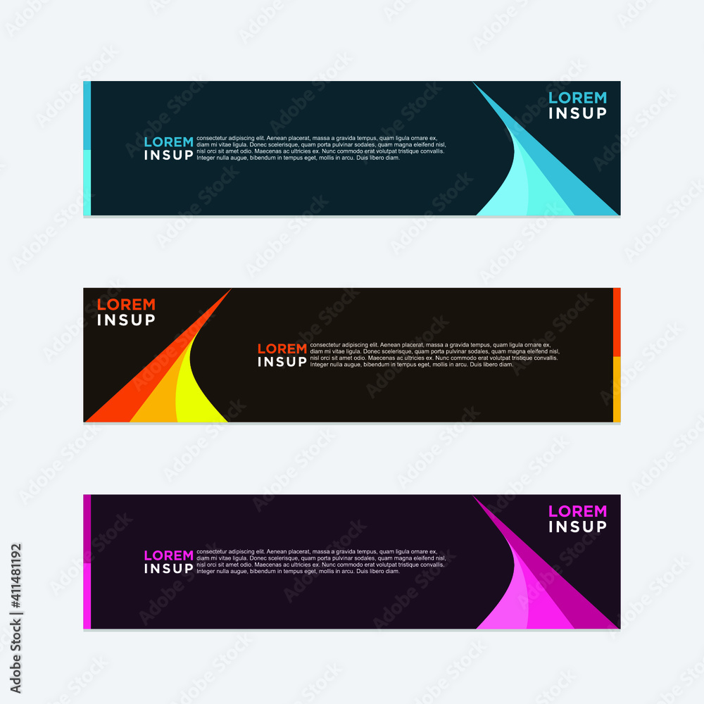 abstract geometric web design banner template isolated on dark grey background